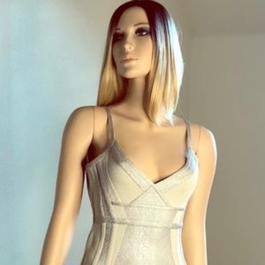 Herve Leger Silver Dress size Small EUC Authentic